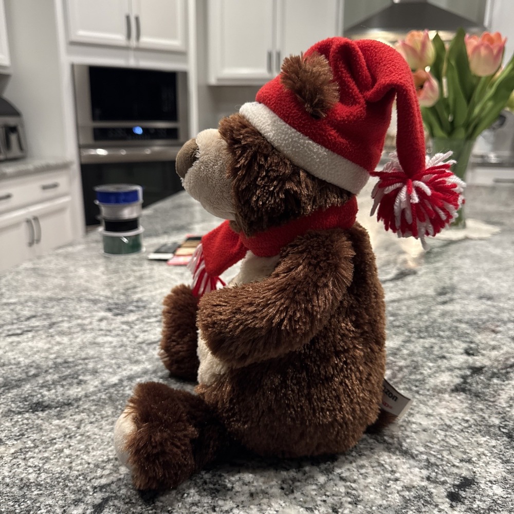 Amazon GUND Teddy Bear Winter Santa Hat Christmas Plush Stuffed Animal Toy 13"